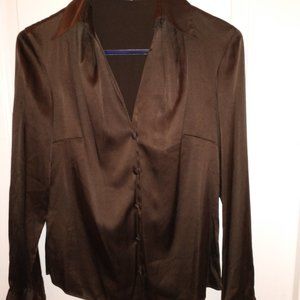 Ann Taylor Brown Satin Blouse